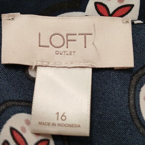 Loft Outlet navy floral print sheath midi dress Sz 16  NWOT - Picture 7 of 7